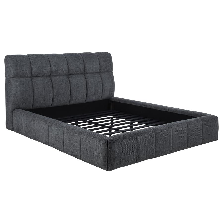 Nollet 48-inch Upholstered Eastern King Platform Bed Grey - 315917GRYKE