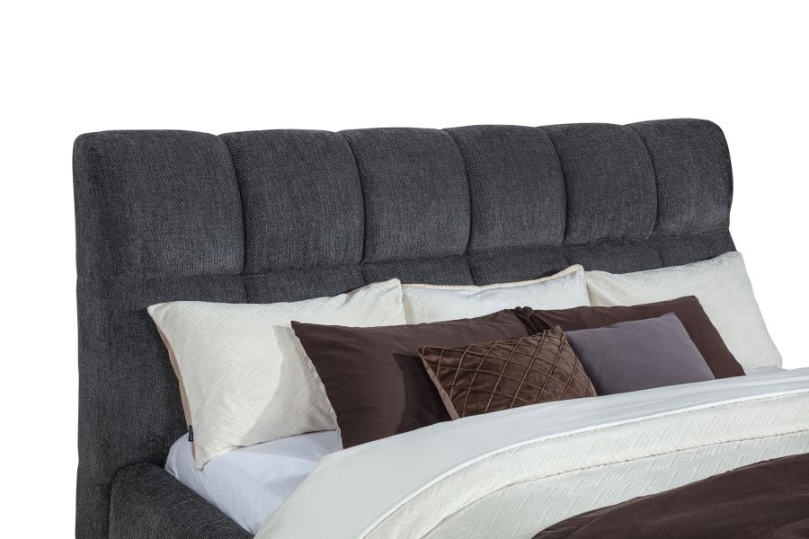 Nollet 48-inch Upholstered Eastern King Platform Bed Grey - 315917GRYKE