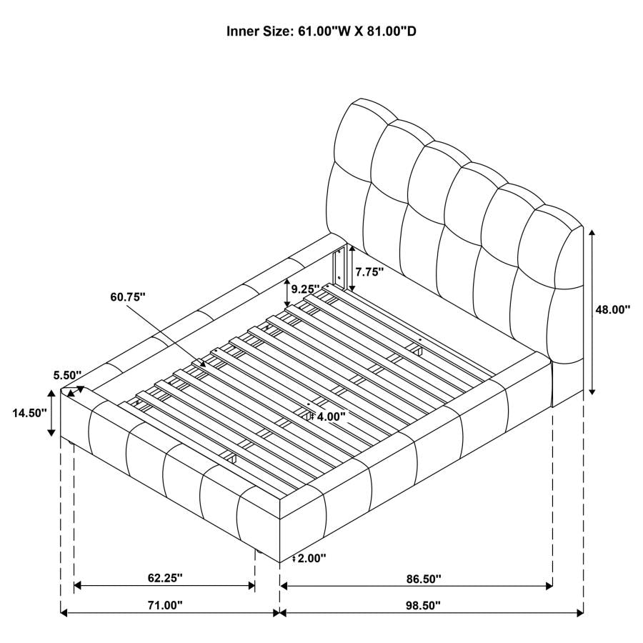 Nollet 48-inch Upholstered Queen Panel Platform Bed Grey - 315917GRYQ