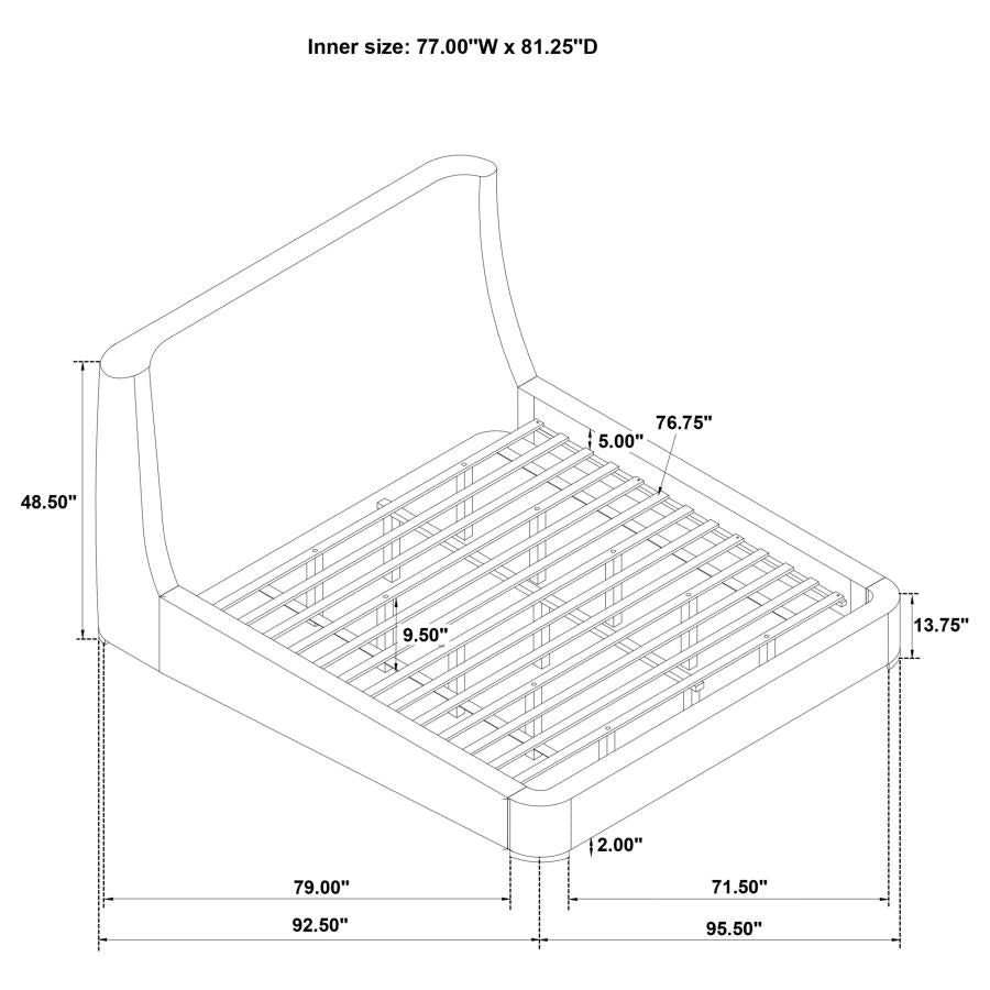 Rennes Upholstered Eastern King Wingback Platform Bed Grey - 315928KE