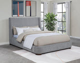 Rennes Upholstered Queen Wingback Platform Bed Grey - 315928Q
