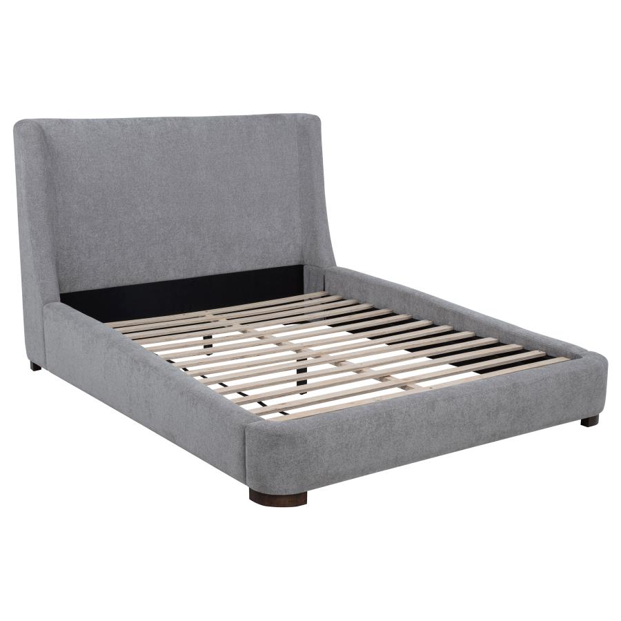 Rennes Upholstered Queen Wingback Platform Bed Grey - 315928Q