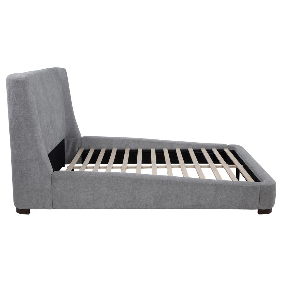 Rennes Upholstered Queen Wingback Platform Bed Grey - 315928Q