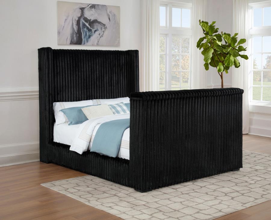 Centergrove Upholstered Queen Wingback TV Bed Black - 315945Q