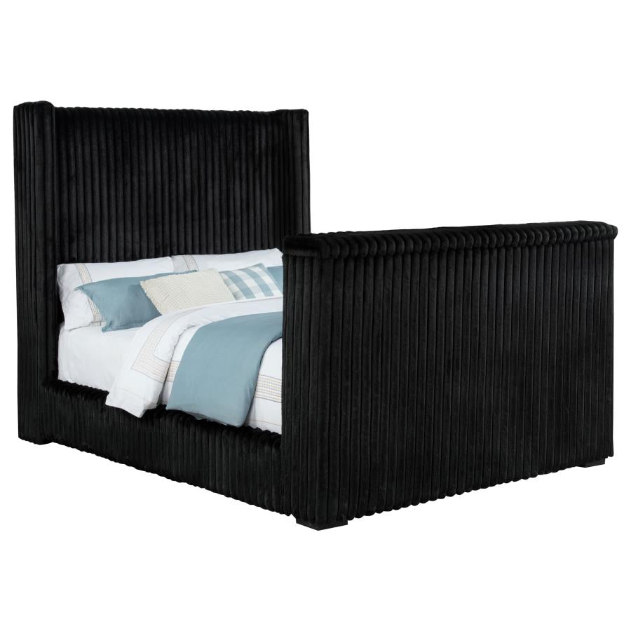Centergrove Upholstered Queen Wingback TV Bed Black - 315945Q