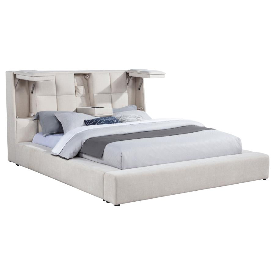 Dreux Upholstered Queen Panel Platform Bed Cream - 315948CRMQ