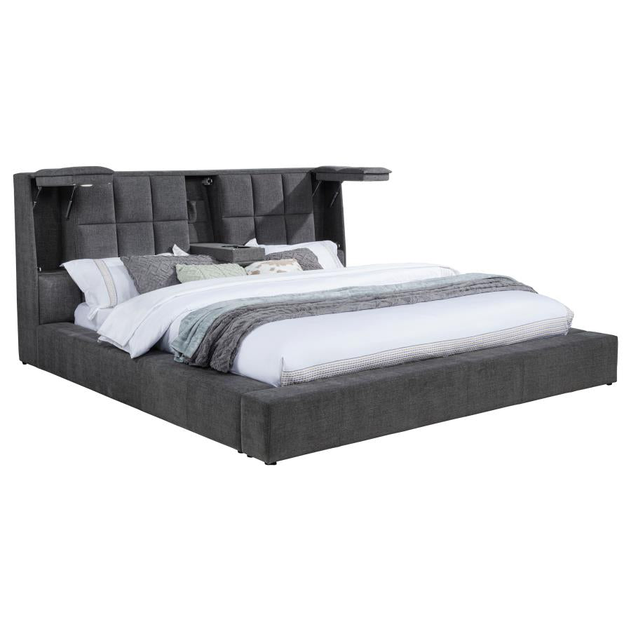 Dreux Upholstered California King Panel Platform Bed Grey - 315948GRYKW
