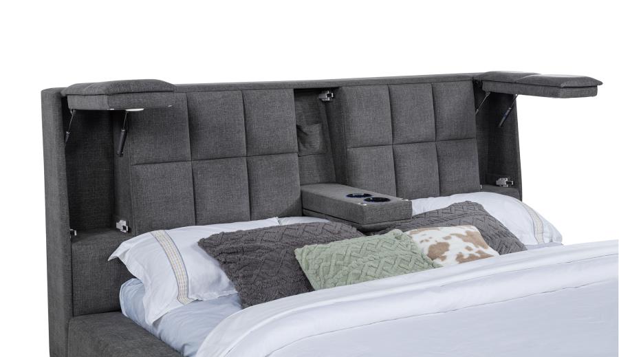 Dreux Upholstered California King Panel Platform Bed Grey - 315948GRYKW