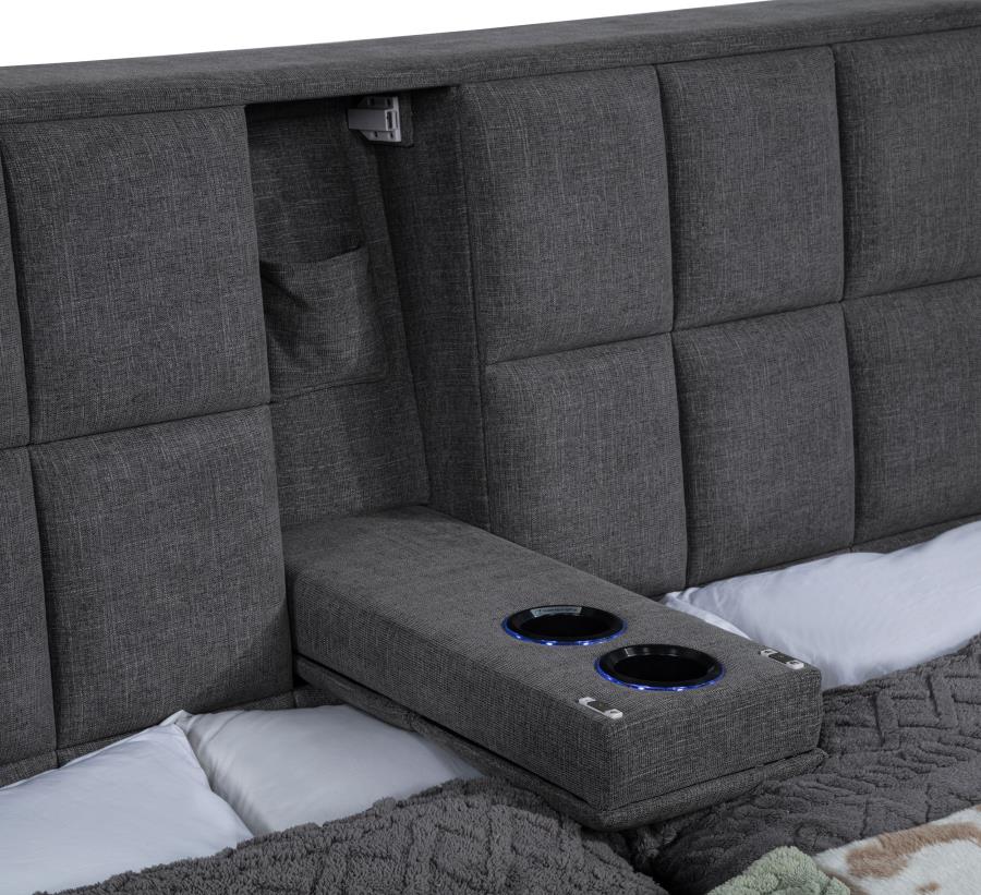 Dreux Upholstered California King Panel Platform Bed Grey - 315948GRYKW