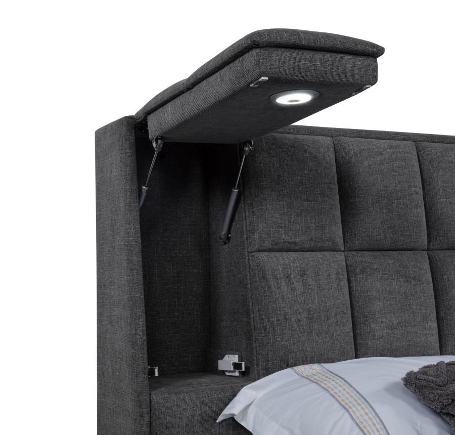 Dreux Upholstered Queen Panel Platform Bed Grey - 315948GRYQ