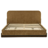 Baldacci Upholstered Eastern King Platform Bed Curry and Walnut - 315954KE