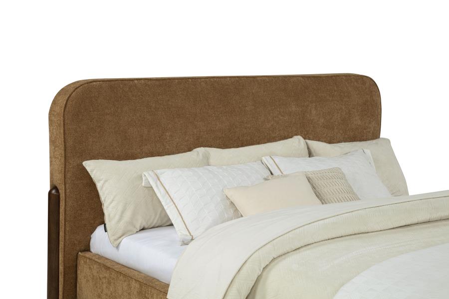 Baldacci Upholstered California King Platform Bed Curry and Walnut - 315954KW