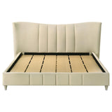 Evelyn Upholstered Eastern King Panel Platform Bed Ivory - 315956KE