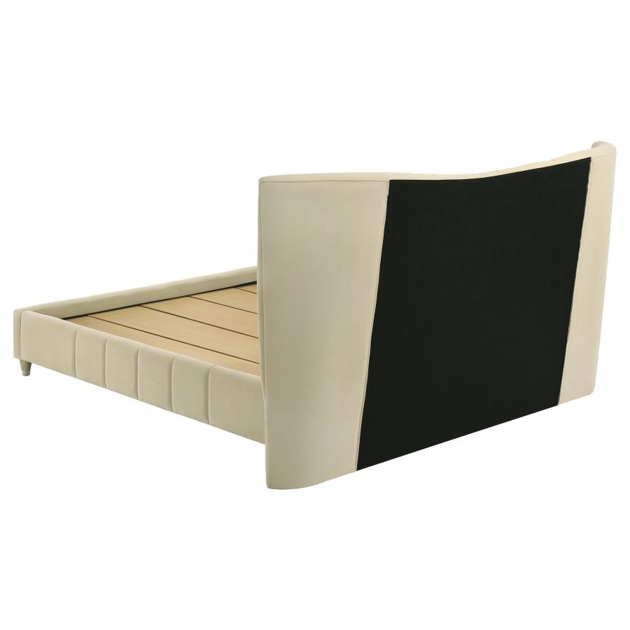 Evelyn Upholstered Queen Panel Platform Bed Ivory - 315956Q