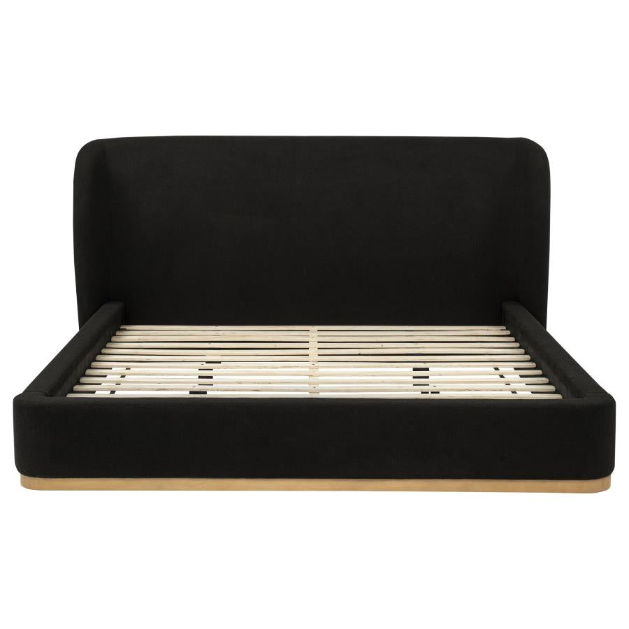 Blaire Upholstered Eastern King Wingback Platform Bed Black - 315967BLKKE