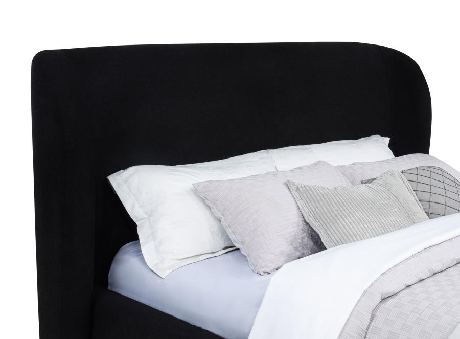 Blaire Upholstered Eastern King Wingback Platform Bed Black - 315967BLKKE