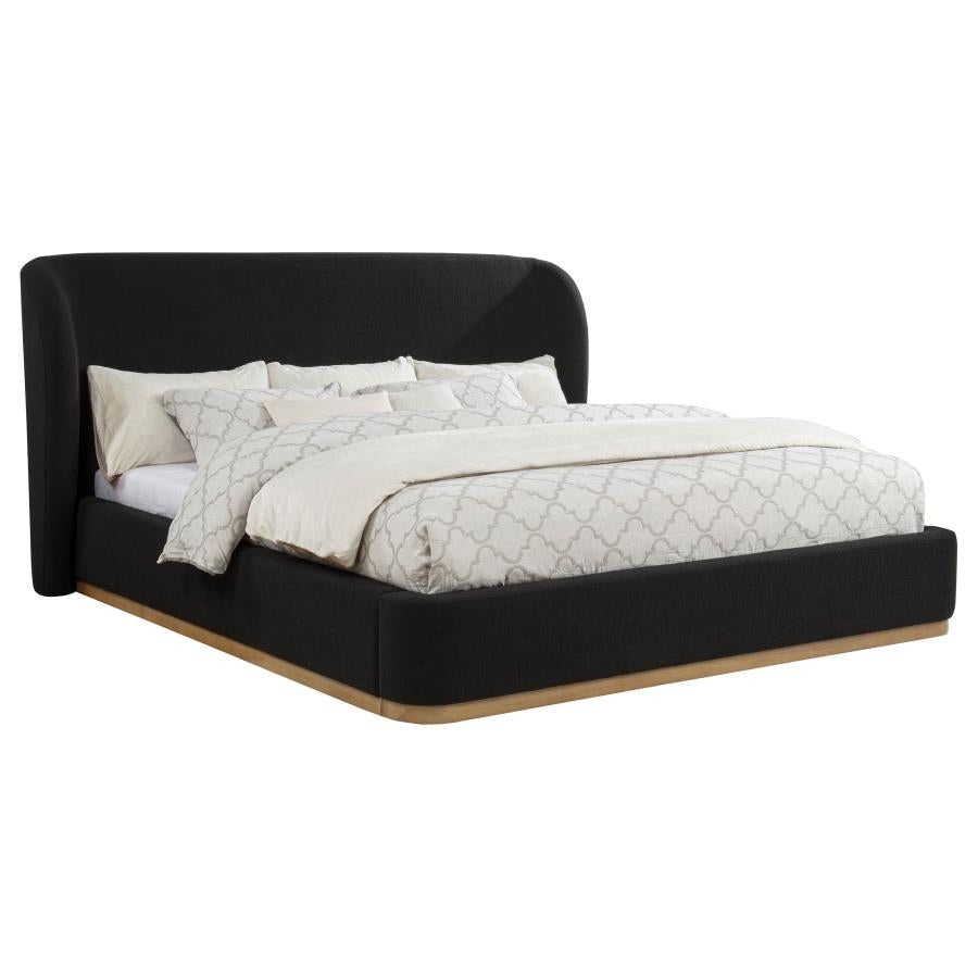 Blaire Upholstered California King Wingback Platform Bed Black - 315967BLKKW
