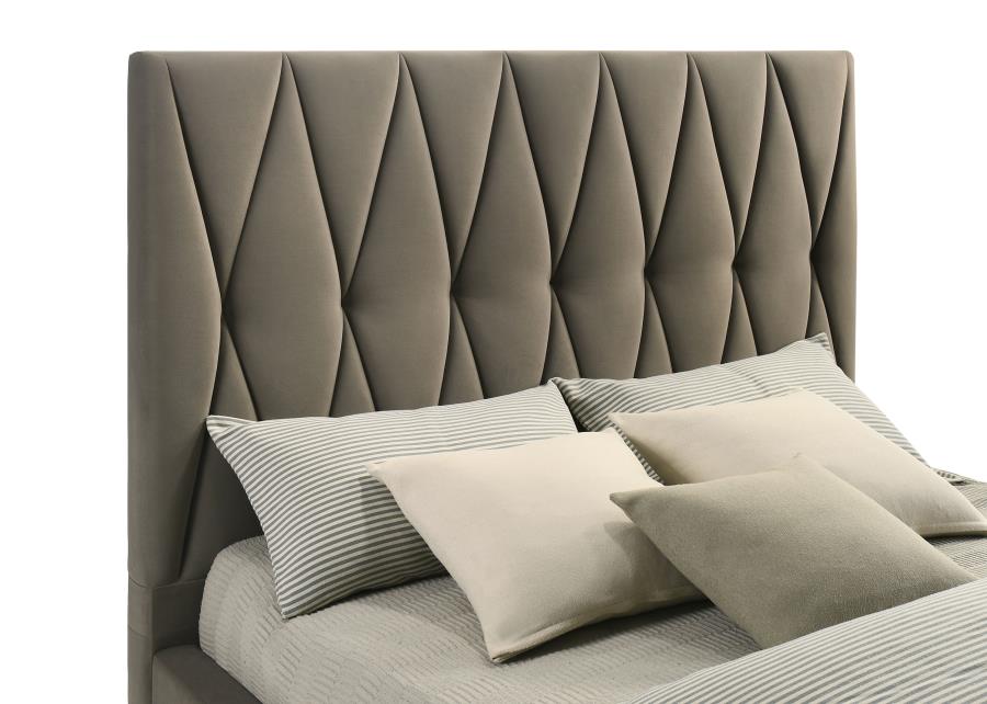 Delsea Upholstered Eastern King Platform Bed Light Brown - 315975KE