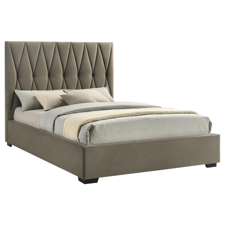 Delsea Upholstered Queen Panel Platform Bed Light Brown - 315975Q