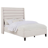 Leslie Upholstered Tufted Full Wingback Platform Bed Beige - 315983F