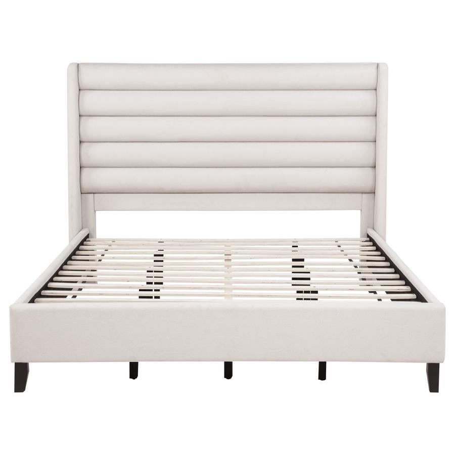 Leslie Upholstered Tufted California King Wingback Platform Bed Beige - 315983KW