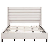 Leslie Upholstered Tufted California King Wingback Platform Bed Beige - 315983KW
