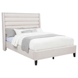 Leslie Upholstered Tufted Queen Wingback Platform Bed Beige - 315983Q