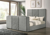 Tara 61-inch Upholstered Eastern King Panel TV Bed Grey - 315994KE