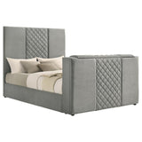Tara 61-inch Upholstered Queen Panel TV Bed Grey - 315994Q