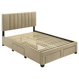 Wheatland 4-drawer Upholstered Full Storage Bed Light Brown - 316010F