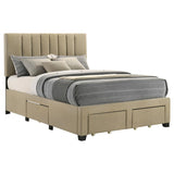 Wheatland 4-drawer Upholstered Full Storage Bed Light Brown - 316010F