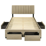 Wheatland 4-drawer Upholstered Full Storage Bed Light Brown - 316010F