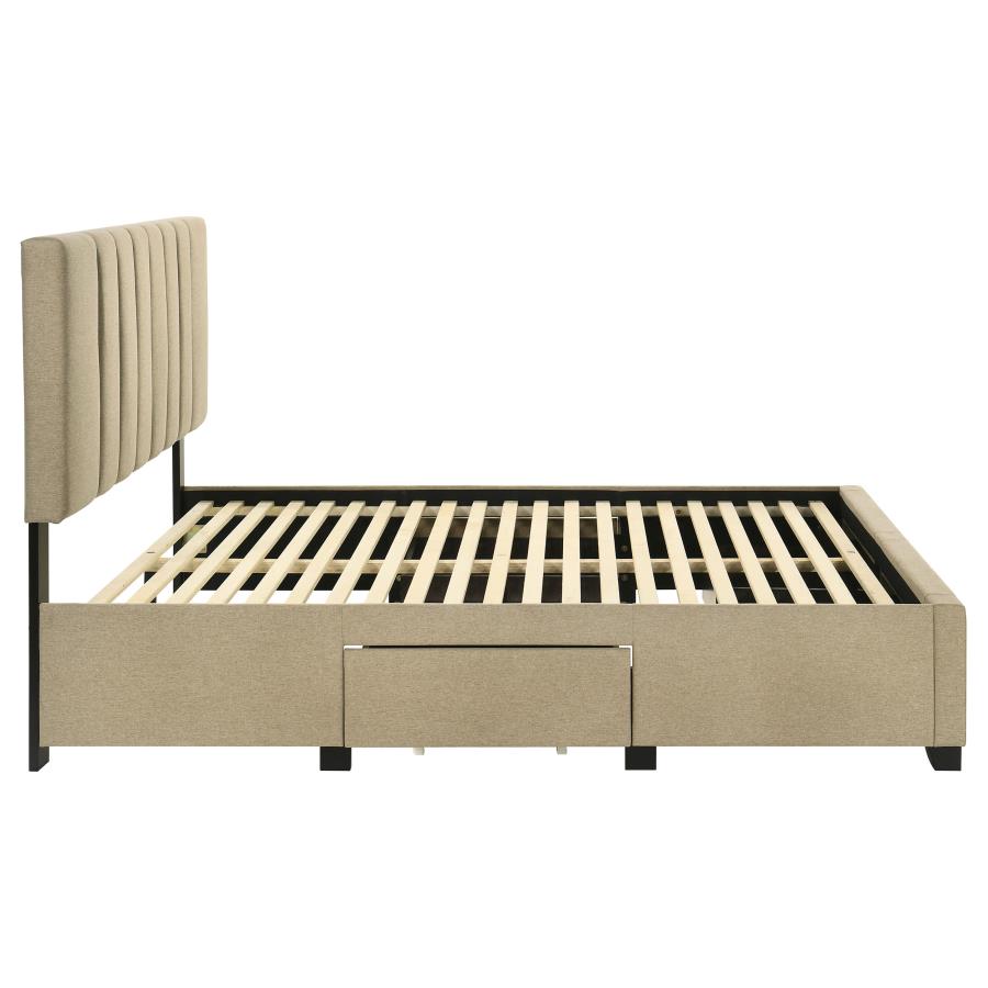 Wheatland 4-drawer Upholstered Full Storage Bed Light Brown - 316010F