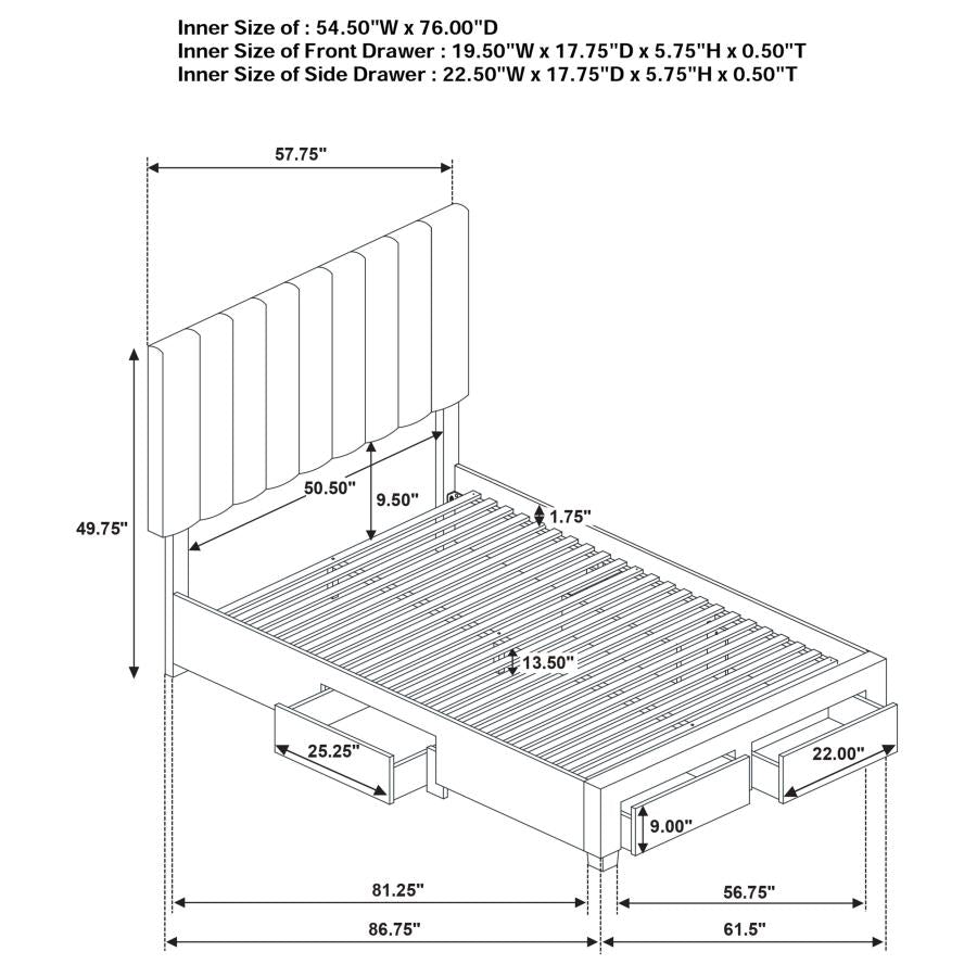 Wheatland 4-drawer Upholstered Full Storage Bed Light Brown - 316010F