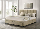 Wheatland 4-drawer Upholstered Eastern King Storage Bed Brown - 316010KE