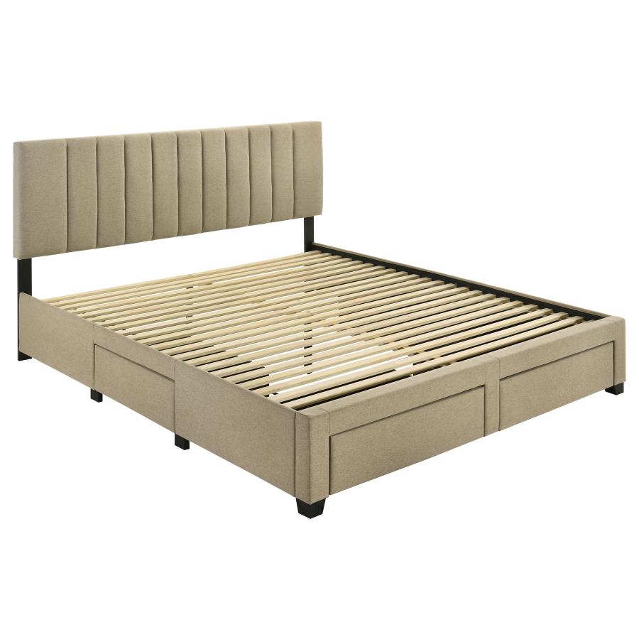 Wheatland 4-drawer Upholstered Eastern King Storage Bed Brown - 316010KE