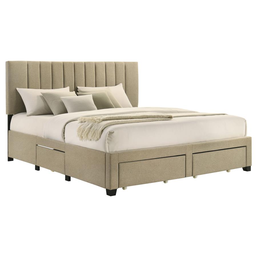 Wheatland 4-drawer Upholstered Eastern King Storage Bed Brown - 316010KE