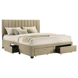 Wheatland 4-drawer Upholstered Eastern King Storage Bed Brown - 316010KE