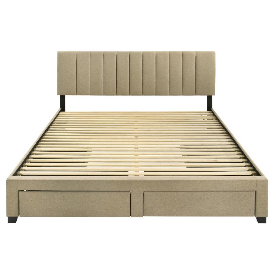 Wheatland 4-drawer Upholstered Eastern King Storage Bed Brown - 316010KE