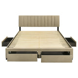 Wheatland 4-drawer Upholstered Eastern King Storage Bed Brown - 316010KE