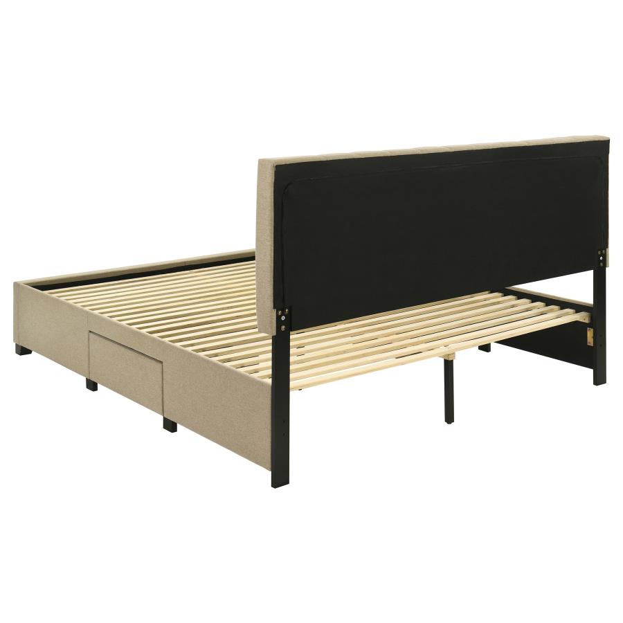 Wheatland 4-drawer Upholstered Eastern King Storage Bed Brown - 316010KE