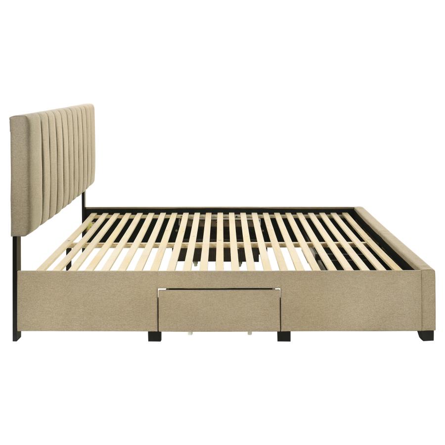 Wheatland 4-drawer Upholstered Eastern King Storage Bed Brown - 316010KE