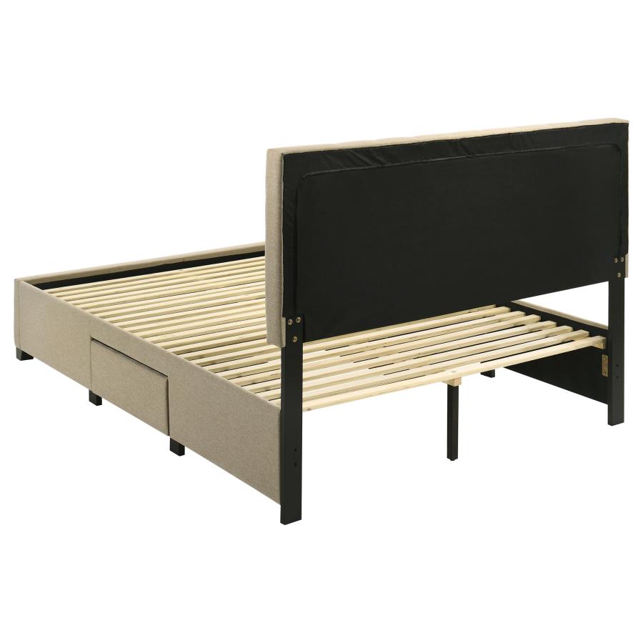 Wheatland 4-drawer Upholstered Queen Storage Bed Light Brown - 316010Q