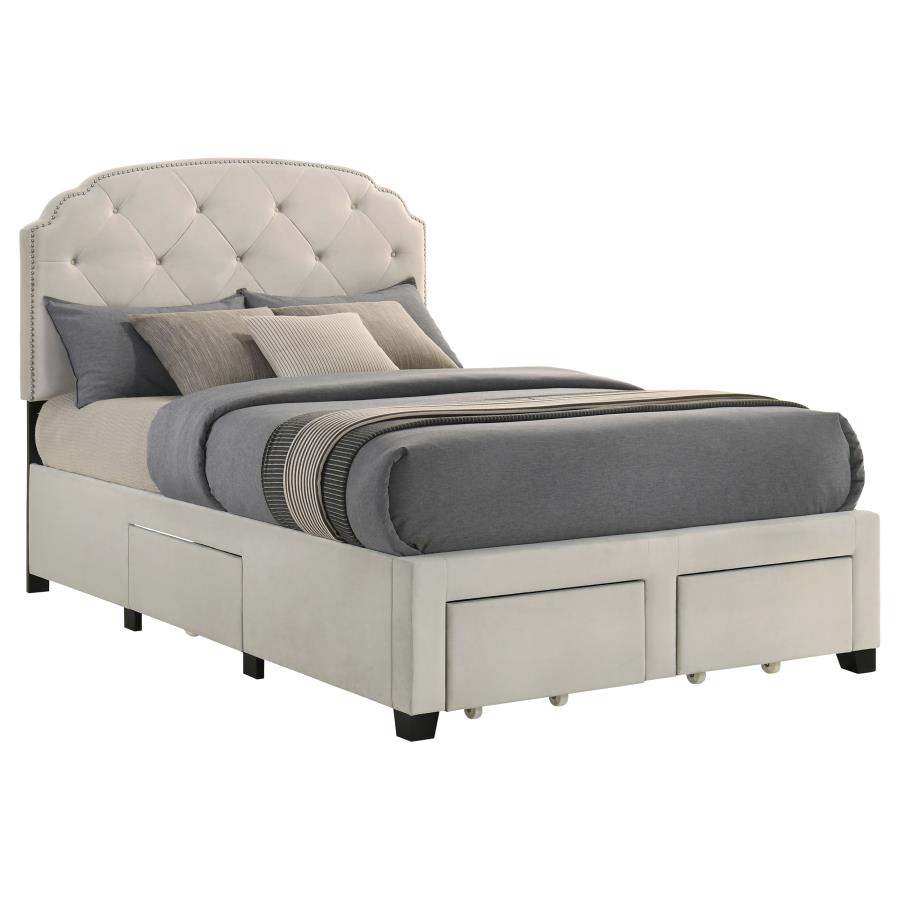 Marianna 4-drawer Upholstered Full Storage Bed Cream - 316011F