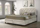 Marianna 4-drawer Upholstered Eastern King Storage Bed Cream - 316011KE