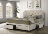 Marianna 4-drawer Upholstered Eastern King Storage Bed Cream - 316011KE