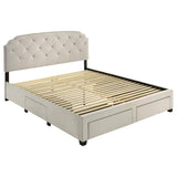 Marianna 4-drawer Upholstered Eastern King Storage Bed Cream - 316011KE