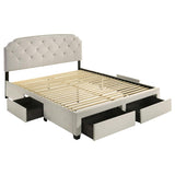 Marianna 4-drawer Upholstered Eastern King Storage Bed Cream - 316011KE