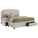 Marianna 4-drawer Upholstered Eastern King Storage Bed Cream - 316011KE