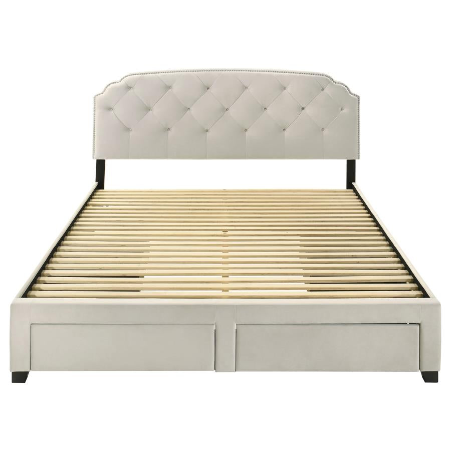Marianna 4-drawer Upholstered Eastern King Storage Bed Cream - 316011KE